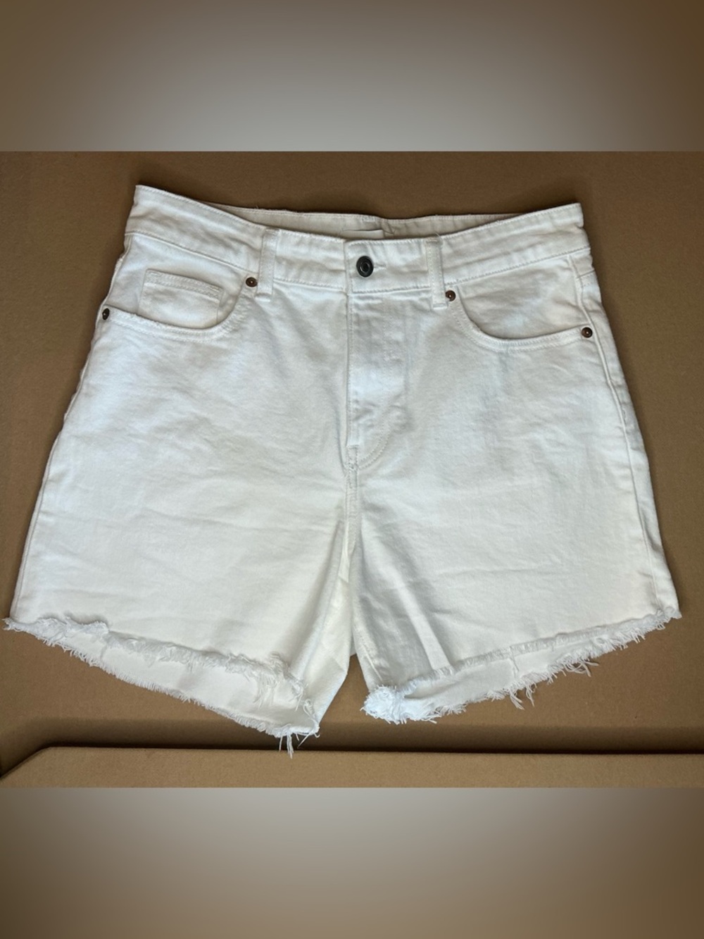 H&M White Frayed Hem Women's Denim Shorts